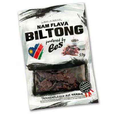 Nam Flava - Original Biltong from Namibia - 50g - dried meat, beef jerky, high protein, savoury snack