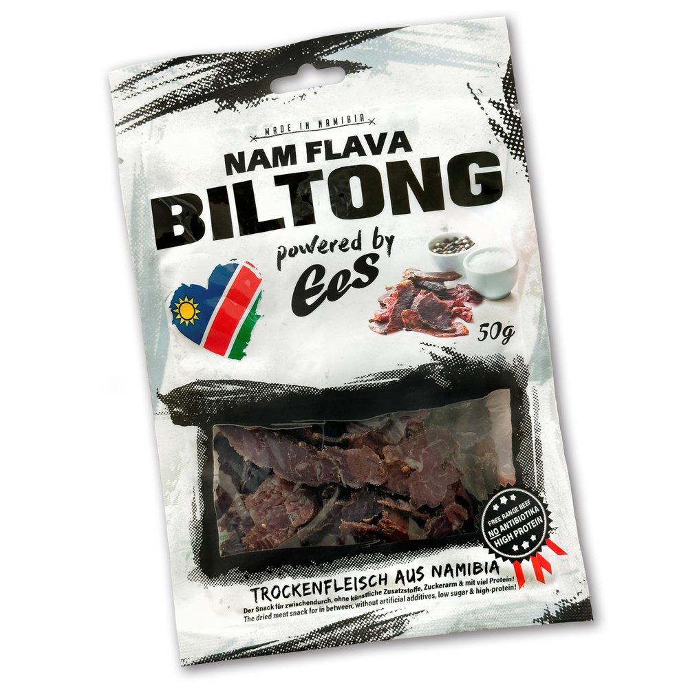 Nam Flava - Original Biltong from Namibia - 50g - dried meat, beef jerky, high protein, savoury snack