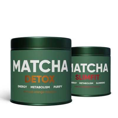 WOW TEA Premium Matcha Detox & Premium Matcha Slimfit: 100% Natural Detox & Waist-Slimming