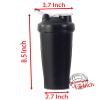 YIKANGHENG 20 OZ Mixed Bottles, 600ML Black 8.5 Inch Thick Plastic Shaker Sports Bottle for Outdoor and Bar (Black) view 2