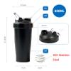 YIKANGHENG 20 OZ Mixed Bottles, 600ML Black 8.5 Inch Thick Plastic Shaker Sports Bottle for Outdoor and Bar (Black) view 3