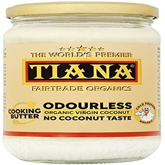 Odourless Coconut Cooking Butter 500ml (Pack of 4)  Organic Virgin, Cold-Pressed & Unrefined Coconut Oil  Neutral Taste, Heat-Stable Vegan Butter Alternative for Frying, Baking & Roasting  TIANA