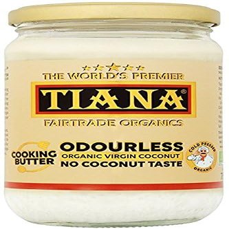Odourless Coconut Cooking Butter 500ml (Pack of 4)  Organic Virgin, Cold-Pressed & Unrefined Coconut Oil  Neutral Taste, Heat-Stable Vegan Butter Alternative for Frying, Baking & Roasting  TIANA
