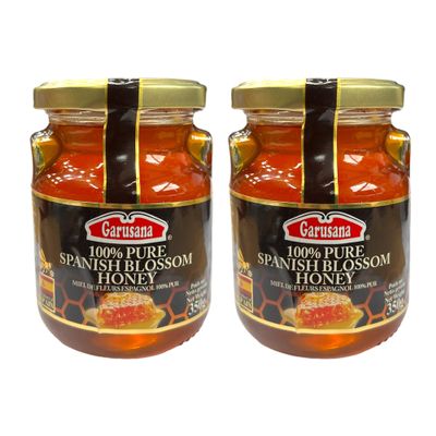 Garusana 100% Pure Spanish Blossom Honey Glass Jar 350g (Pack of 2)