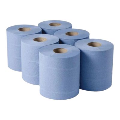 Apex Centrefeed Blue Roll, Pack of 6, 150m, 2-Ply, Embossed, Ideal for Home & Business Use