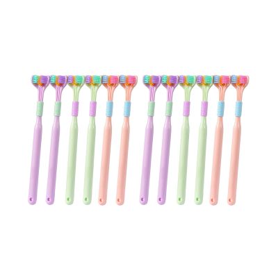 3 Sided Autisms Toothbrush, Compact Junior Toothbrush, Three Sided Autisms Sensory Toothbrush, Three Bristle Travel Toothbrush, for Adult Kid Teeth Care and Gum Care, Cleaning Each Tooth