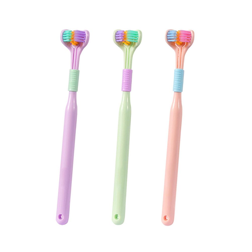 3 Sided Autisms Toothbrush, Compact Junior Toothbrush, Three Sided Autisms Sensory Toothbrush, Three Bristle Travel Toothbrush, for Adult Kid Teeth Care and Gum Care, Cleaning Each Tooth