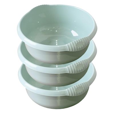 Prodbuy [Set of 3] Large Silver Sage 36cm Round Washing Up Bowl with Handles