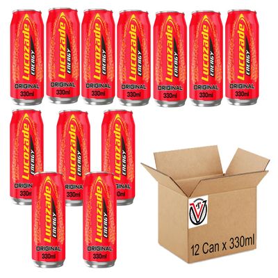 Lucozadee Energy Drink Original Can 12 x 330ml | VIMIX