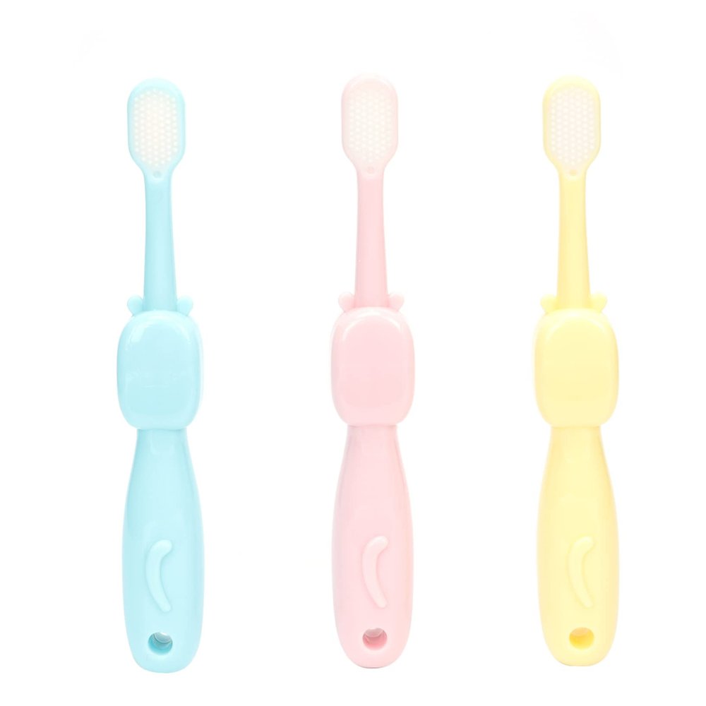 FRCOLOR 3pcs Cartoon Hippopotamus Toothbrush Set Boys and Girls Toothbrush Years Years Soft Bristles