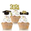 SWYOUN 48PCS Glitter Class Of 2024 Graduation Party Supplies 2024 Grad Cupcake Toppers Mini Cake Decorations view 1