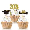SWYOUN 48PCS Glitter Class Of 2024 Graduation Party Supplies 2024 Grad Cupcake Toppers Mini Cake Decorations view 2