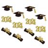 SWYOUN 48PCS Glitter Class Of 2024 Graduation Party Supplies 2024 Grad Cupcake Toppers Mini Cake Decorations view 3