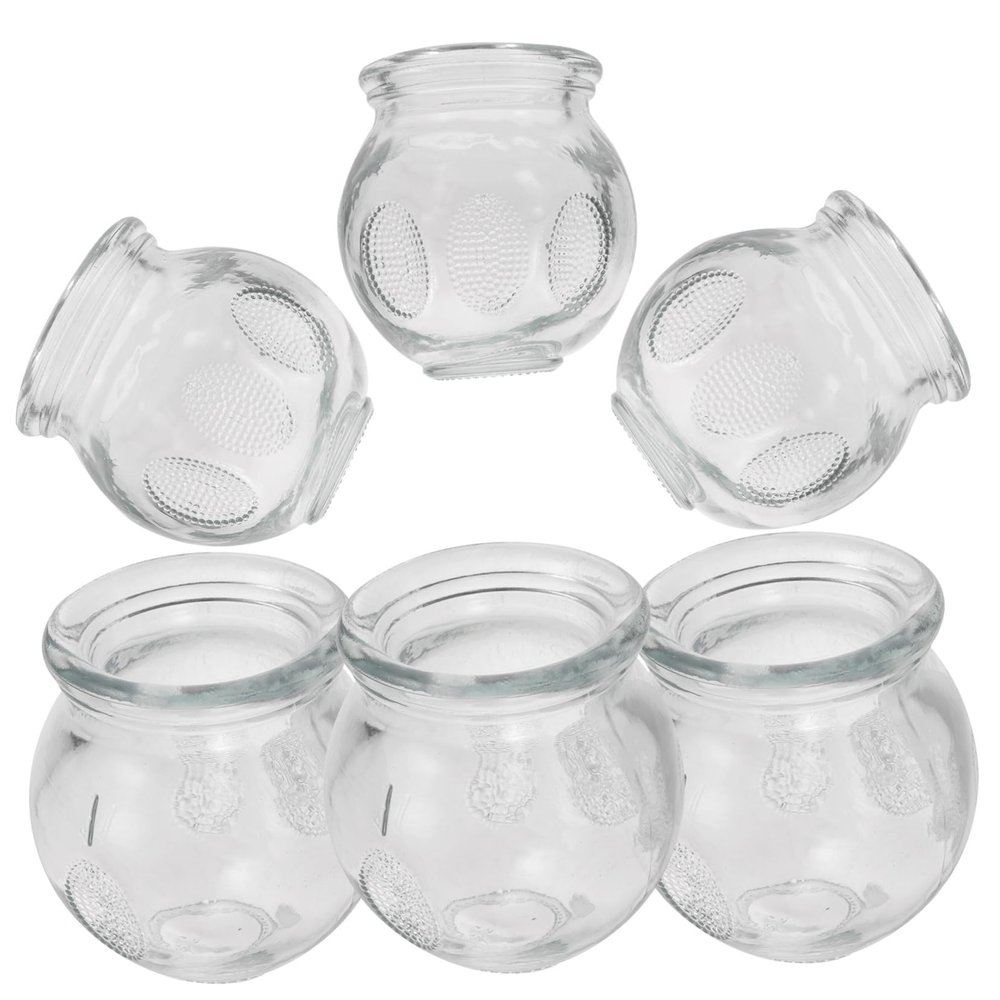 SOESFOUFU 6pcs Glass Cupping Therapy Set Thickened Vacuum Massage Cups for Home Use Facial Back Body Suction Massage Cans Suitable for Adults