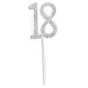KONTONTY Rhinestone Decor Cake Topper Birthday Cake Topper Silver Alloy Sparkly Decoration for 18Th Anniversary Party Banquet view 1