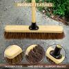 18 Outdoor Yard Broom with Wooden Handle Stiff Bassine Hard Bristle with Durable Support Bracket Garden Brush Heavy Duty Broom for Driveways, Sidewalks, Patios and Deck (PACK OF 1) view 3