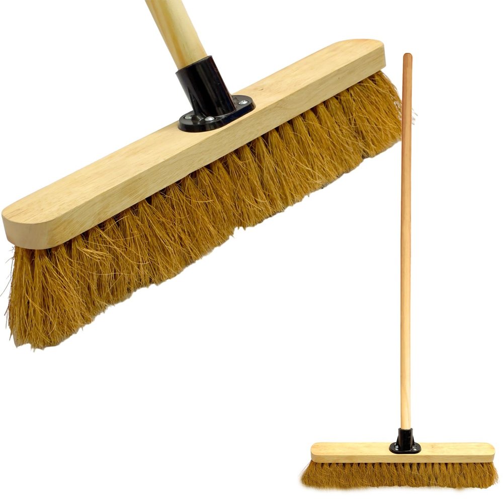 18 Sweeping Brush Indoor Soft Broom with Wooden Handle Coco Bristles Indoor Floor Broom with Durable Support Bracket Cleaning Brush for Easy Swiping Dust And Wisp Floors (PACK OF 1)