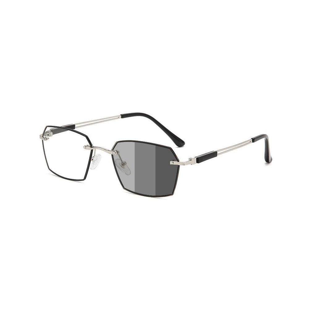 Becool fish Fashion Polygon Metal Reading Glasses for MenPhotochromic Blue Light Blocking Readers Anti UV Sunglasses (Color : Silver, Size : 3.0x)