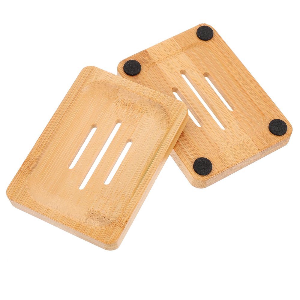 Amosfun 2pcs Wooden Soap Dish Self-draining Bar Soap Holder for Shower Bathroom Shower Dish Holder Tray for Bathroom