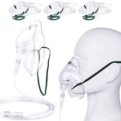 Agooteam 3 Pack Oxygen Mask for Adult Face with 7' Tube & Adjustable Elastic Strap- Size XL (Clear)