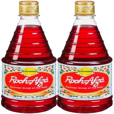 Hamdard Rooh Afza Drink Summer Drink Of the East Delicious Rose Syrup Dessert Syrup Essence Of Roses For Exquisite Beverages 800ML Pack Of 2