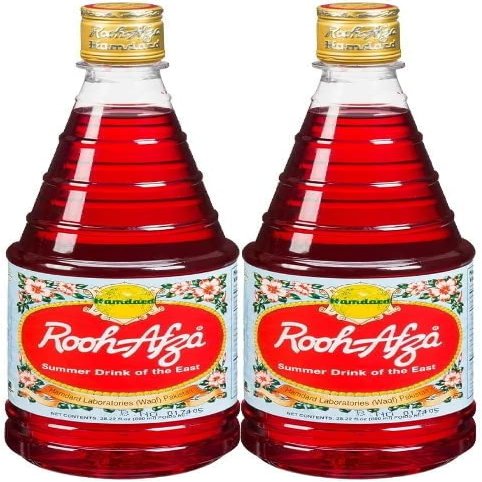 Hamdard Rooh Afza Drink Summer Drink Of the East Delicious Rose Syrup Dessert Syrup Essence Of Roses For Exquisite Beverages 800ML Pack Of 2