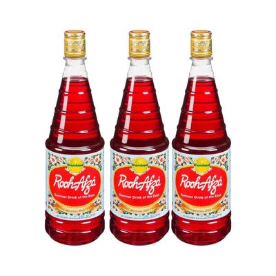 Hamdard Rooh Afza Drink Summer Drink Of the East Delicious Rose Syrup Dessert Syrup Essence Of Roses For Exquisite Beverages 800ML Pack Of 3
