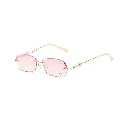 Becool fish Fashion Rimless Tinted Lens Reading Glasses For Women, Blue Light Blocking ReadersAnti Eyestrain Glasses (Color : Metallic, Size : 3.0x)