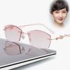 Becool fish Fashion Rimless Tinted Lens Reading Glasses For Women, Blue Light Blocking ReadersAnti Eyestrain Glasses (Color : Metallic, Size : 3.0x) view 4