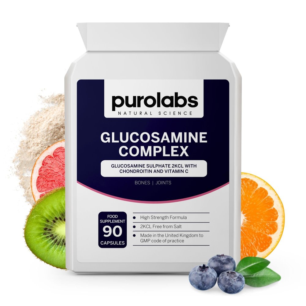 Purolabs Glucosamine Complex High Strength Glucosamine & Chondroitin with Vitamin C Advanced Joint Care Supplements for Women & Men to Support Mobility & Flexibility 90 Capsules