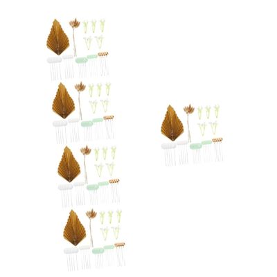 Cabilock 5sets Bohemia Cake Ornaments for Women Birthday Party Decor Paper Fan and Balls Cake Decorative Props for Shower Wedding Celebrations