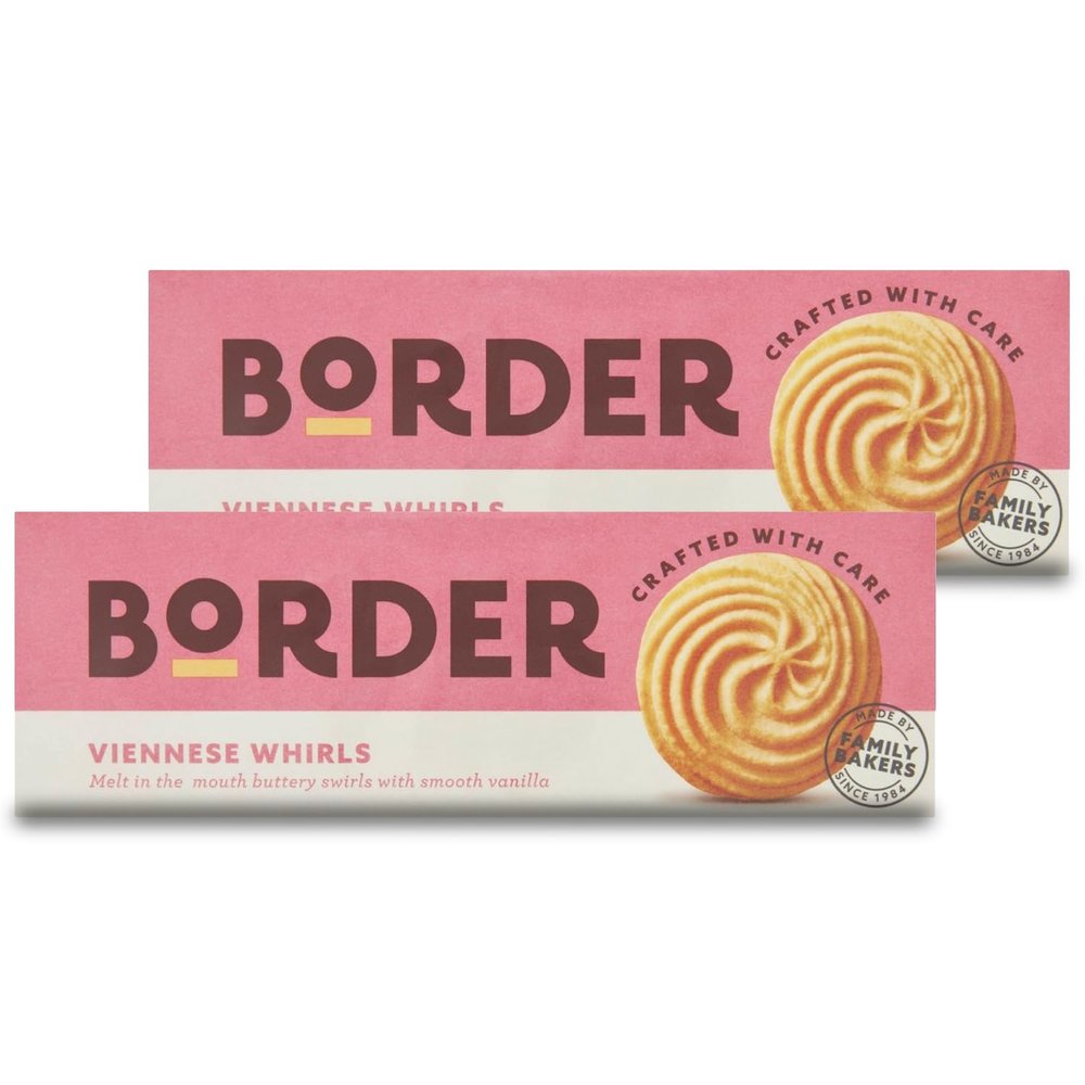 Border Biscuits | Pick 2 Packs from All Flavours (Buttery Viennese Whirls 2x145g)