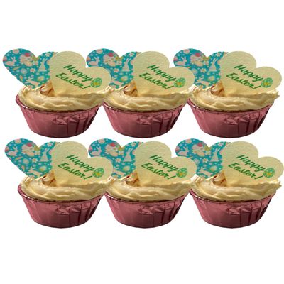 20 Pre-Cut Mixed Easter Hearts Edible Wafer Paper Cake Toppers Decorations