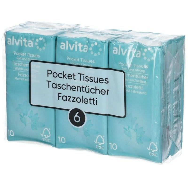 Alvita Tissues Pocket Pack - 6 x 10