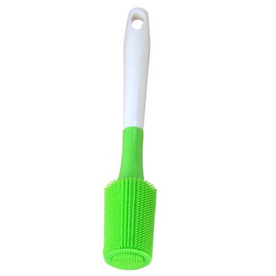 FRCOLOR Silicone Bottle Cleaning Brush with Long Handle, Narrow Neck Water Bottle Scrubber, Green Flexible Kitchen Brush for Glass Tumblers and Cups Cleaning