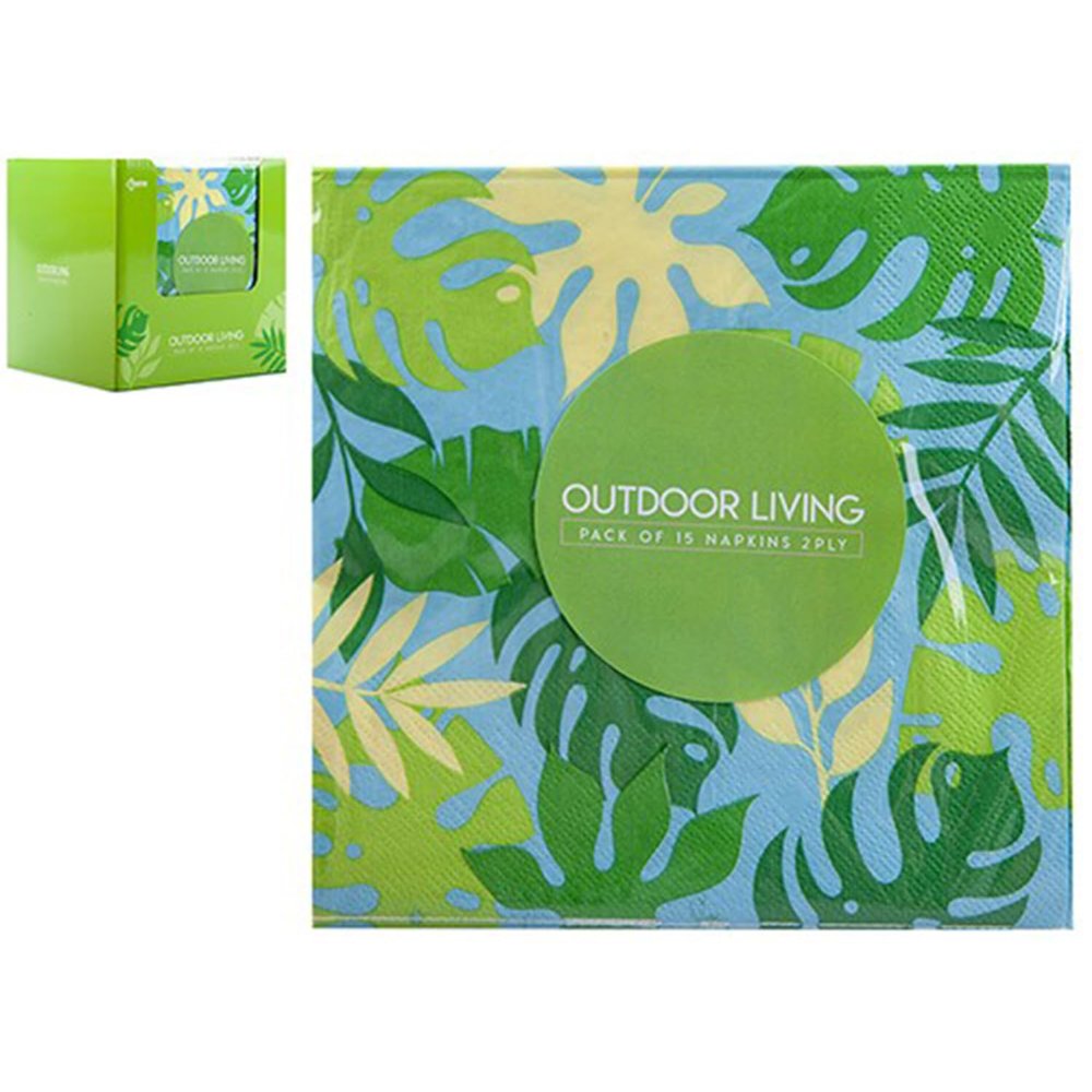 3-Ply Multicolor Tropical Paper Napkins - 33cm x 33cm, Pack of 15 - Perfect for Luau, Hawaiian, Beach-Themed Parties & Celebrations