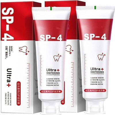 SP-4 Ultra Whitening, sp4 Toothpaste Whitening, Sp-4 Probiotic Whitening Toothpaste, SP-4 Brightening Toothpaste Fresh Breath Toothpaste, Promotes Healthy Teeth and Gums (2xRed)
