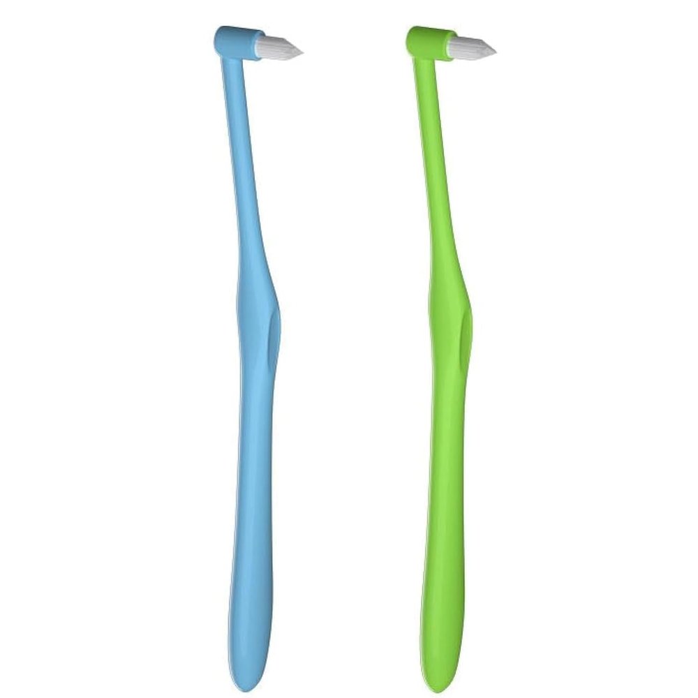 2 Pcs Interspace Toothbrush,Single Tufted Toothbrushes with Cover,End-tuft Interdental Toothbrushes,Slim Interspace Teeth Brush for Dental Cleaning for Deep Cleaning Sensitive Gums