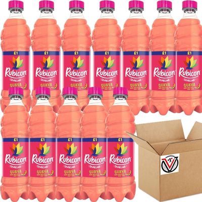 12 x Rubiconn Sparkling Guava Juice Drink 500ml PMP 1 - Sparkling Guava Juice Soft Drink with Sugar and Sweetener