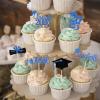 Graduation Decorations 2025-24Pcs Blue Glitter Graduation Cupcake Toppers for Class of 2025 Party Decorations view 3