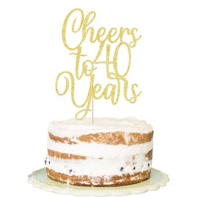 FLORCMET Gold Glitter Cheers to 40 Years Cake Topper - 40th Birthday Cake Decorating Supplies, Perfect for 40th Anniversary or Forty Birthday Party (40)