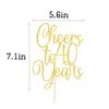 FLORCMET Gold Glitter Cheers to 40 Years Cake Topper - 40th Birthday Cake Decorating Supplies, Perfect for 40th Anniversary or Forty Birthday Party (40) view 2