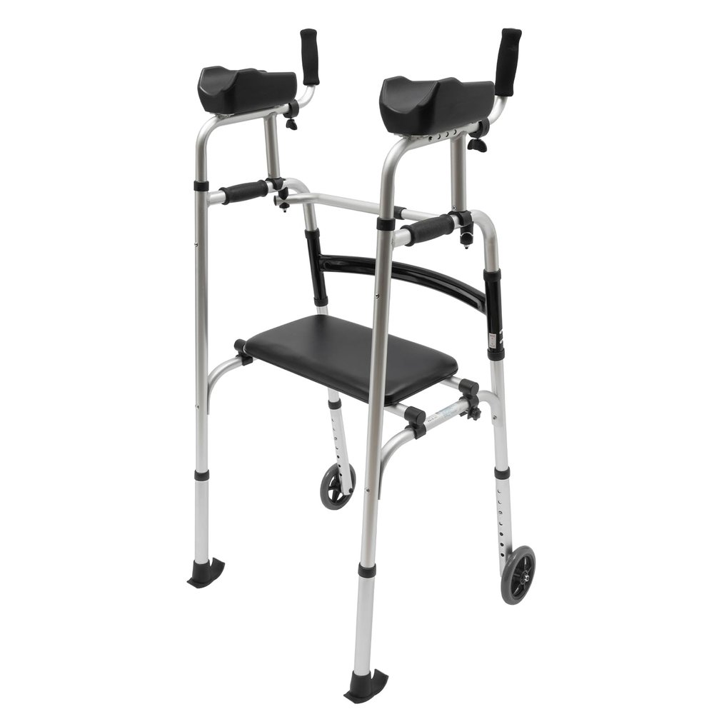 LANNADD Walking Aid, Folding Upright Rollator Mobility Walker, Disability Aids Walkers, Adjustable Rollator for Elderly Upright Walker Ideal for People Who Can't Keep Their Balance