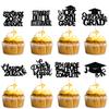 JKQ 32 Pieces 8th Grade Grad Cupcake Toppers Black Glittery Eighth Grade Graduation Cupcake Decorations Class of 2024 Peace out 8th Grade Cupcake Picks for Middle School Grad Party Cupcake Decorations view 1