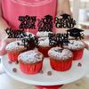JKQ 32 Pieces 8th Grade Grad Cupcake Toppers Black Glittery Eighth Grade Graduation Cupcake Decorations Class of 2024 Peace out 8th Grade Cupcake Picks for Middle School Grad Party Cupcake Decorations view 3