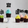 JKQ 32 Pieces 8th Grade Grad Cupcake Toppers Black Glittery Eighth Grade Graduation Cupcake Decorations Class of 2024 Peace out 8th Grade Cupcake Picks for Middle School Grad Party Cupcake Decorations view 4