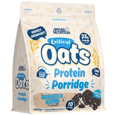 Applied Nutrition Critical Oats Advanced Protein Porridge - Whey Protein Powder Blend with Wholegrain Oats & ISO-XP Protein Isolate, Amino Acids, Easy Mix (600g - 10 Servings) (Cookies & Cream)