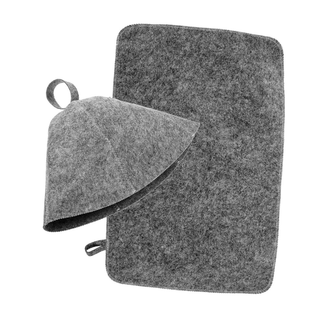 FRCOLOR Felt Sauna Hat and Pad Set for Home Sauna Comfort Thickened Water Absorbent Thermal Cap Heat Retention and Insulation Features