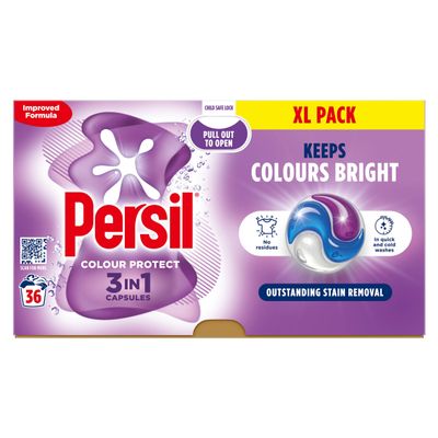 Persil Colour Protect 3 in 1 Washing Capsules keeps colours bright for outstanding stain removal in quick & cold washes 108 washes (3x 36)