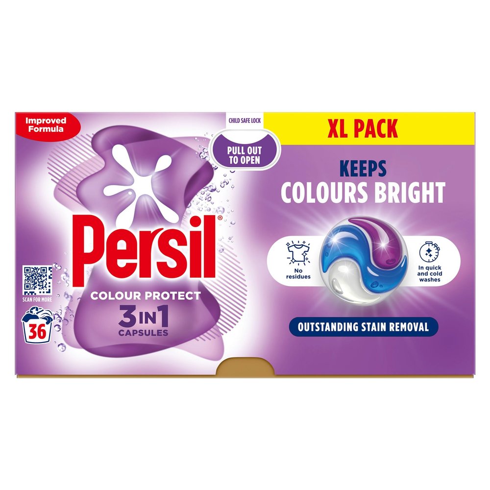 Persil Colour Protect 3 in 1 Washing Capsules keeps colours bright for outstanding stain removal in quick & cold washes 108 washes (3x 36)
